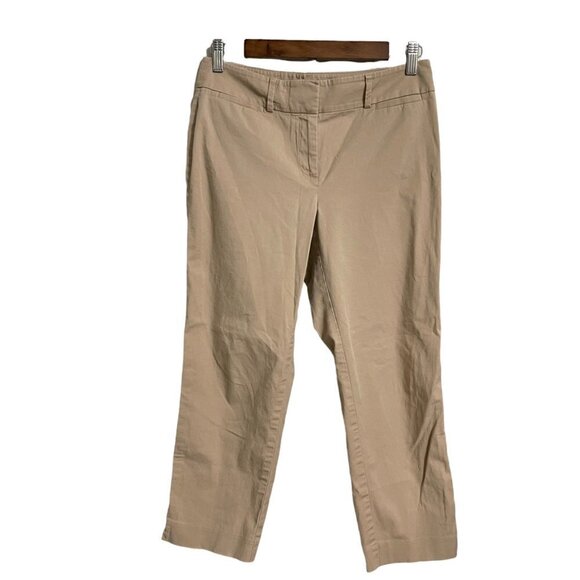 Ann Taylor Women's Khaki Mid Rise Curvy Cropped Trouser Dress Pants 2 Petite - Picture 1 of 7